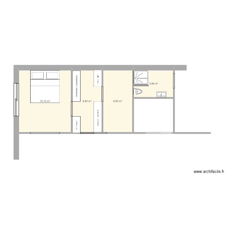 essai 1. Plan de 4 pièces et 30 m2