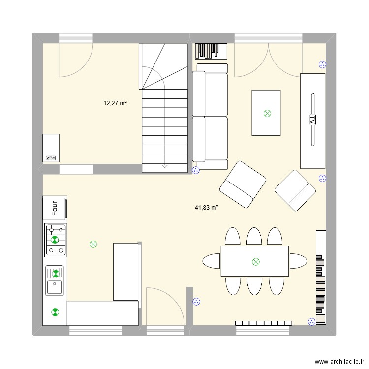 maison . Plan de 2 pièces et 54 m2