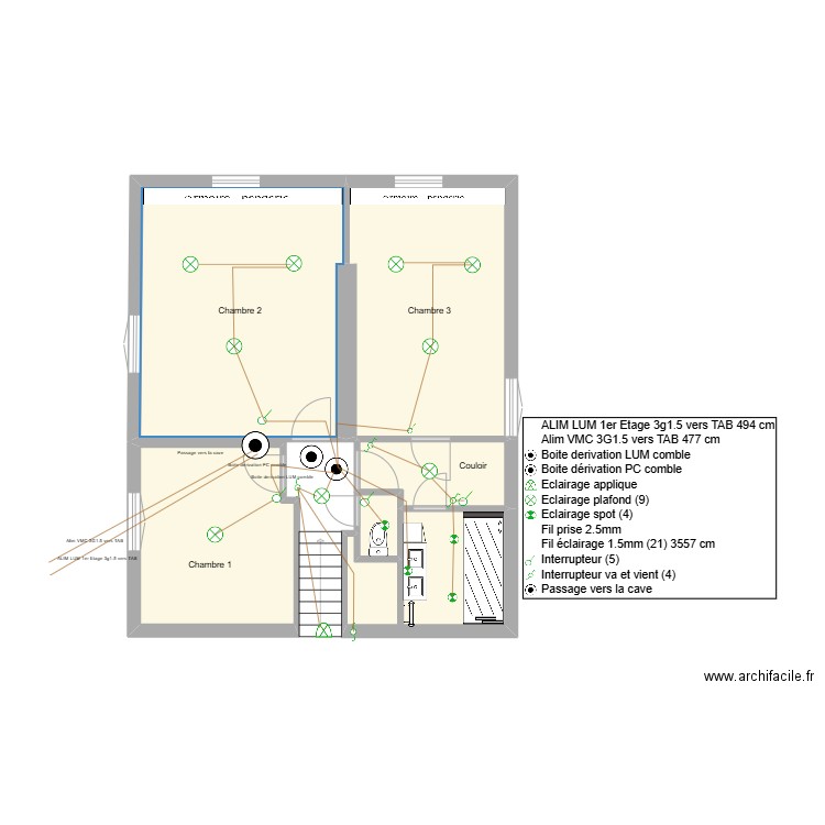 EAUBONNE 1ER ETAGE  LUM1. Plan de 6 pièces et 59 m2