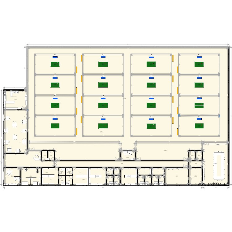 salle 01 - 16. Plan de 50 pièces et 3638 m2