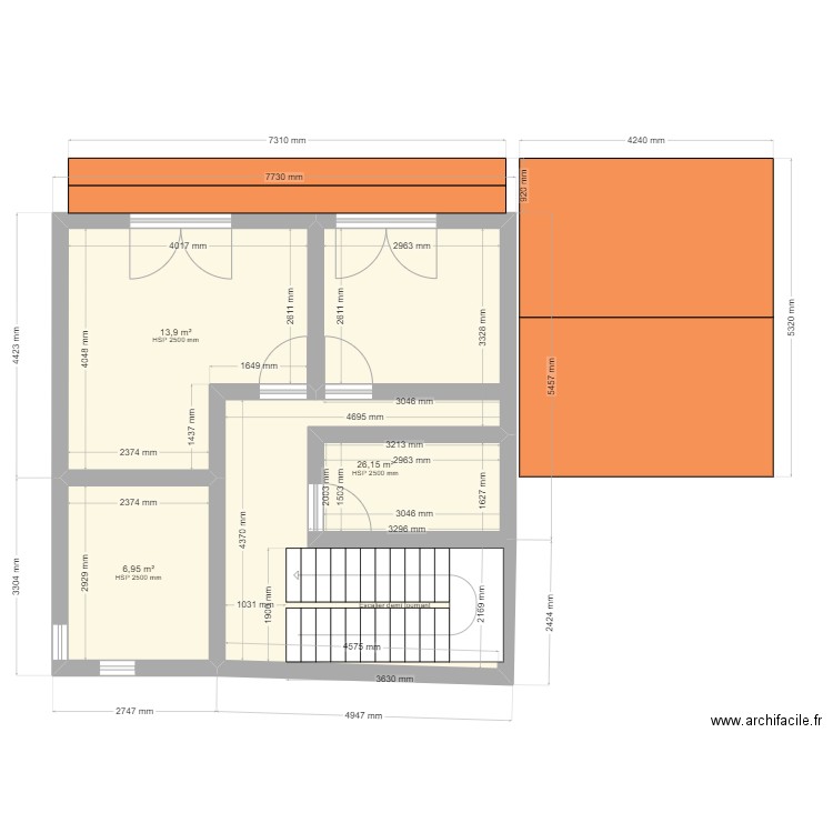 Plan2. Plan de 3 pièces et 47 m2