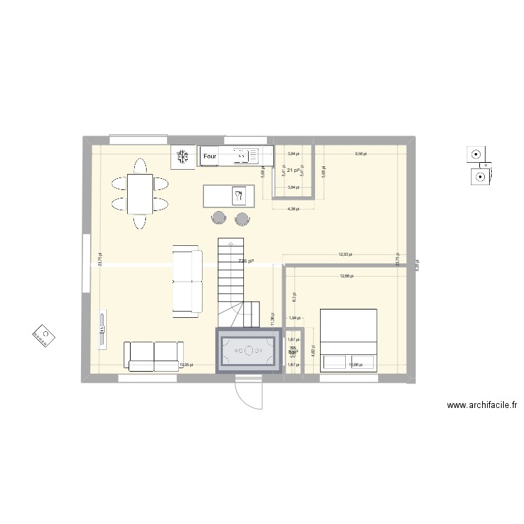 maison . Plan de 3 pièces et 71 m2