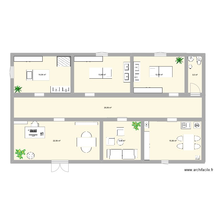 institut . Plan de 8 pièces et 118 m2