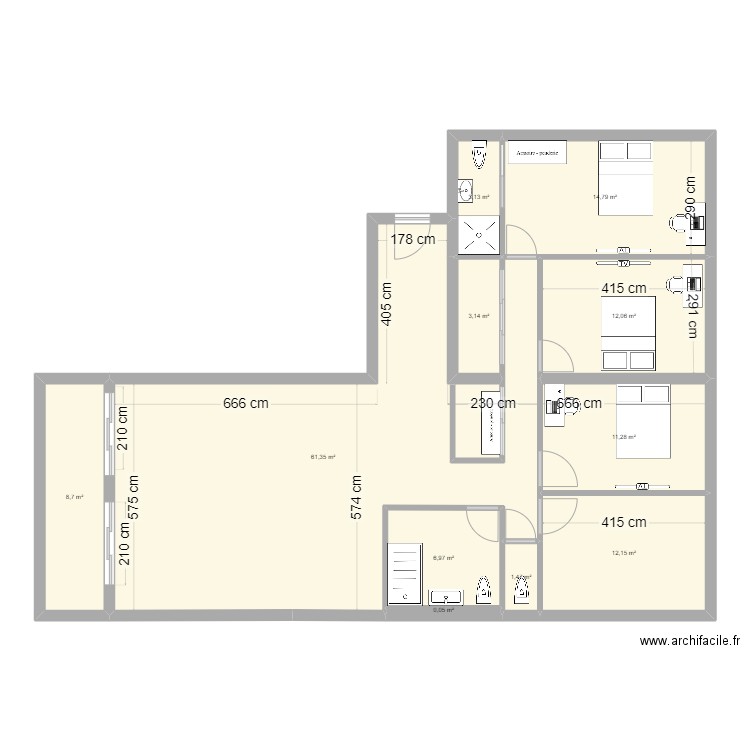  LES IBIS 2EME. Plan de 11 pièces et 135 m2