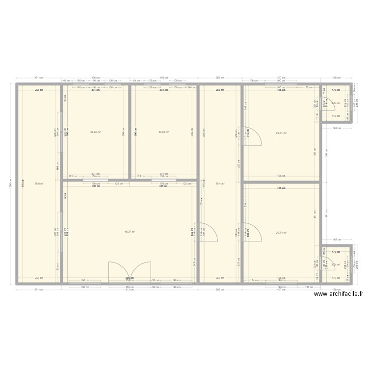 devoir de maquette. Plan de 9 pièces et 212 m2