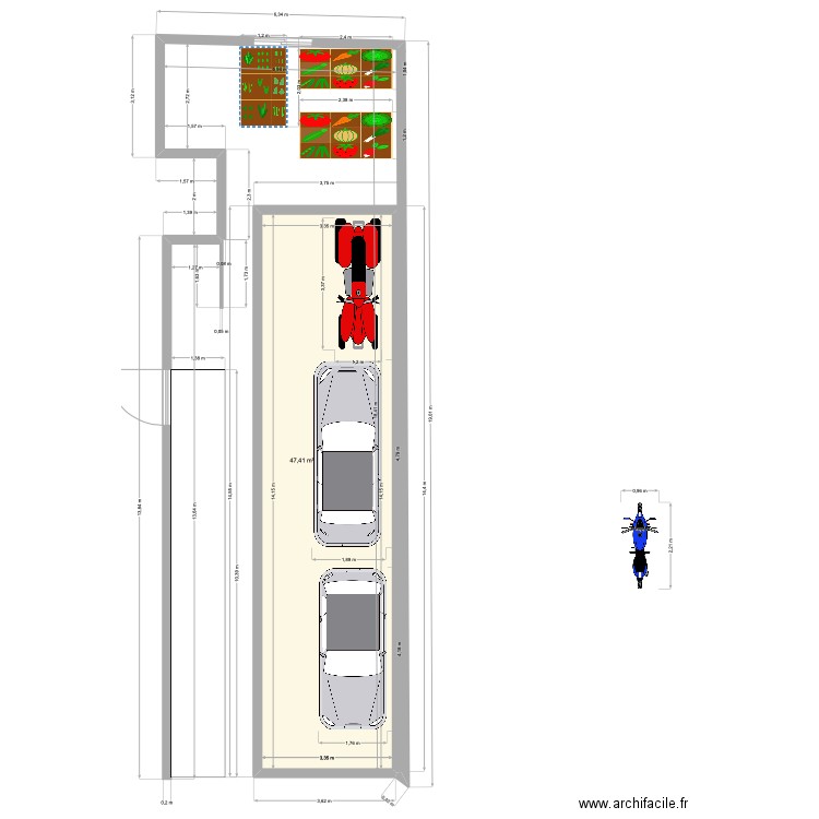 plan. Plan de 1 pièce et 47 m2