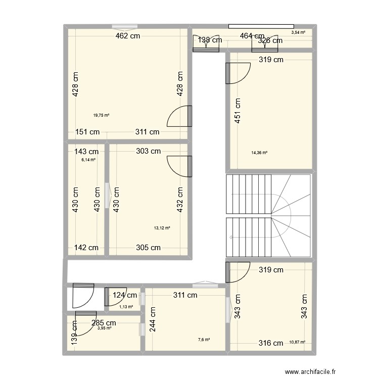 1 ETG 1. Plan de 9 pièces et 80 m2