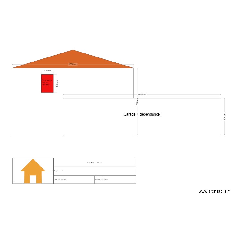 Façade ouest modifié. Plan de 0 pièce et 0 m2