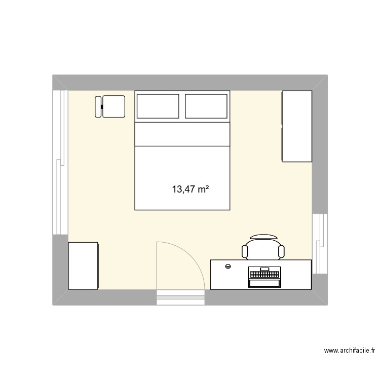 ma chambre. Plan de 1 pièce et 13 m2