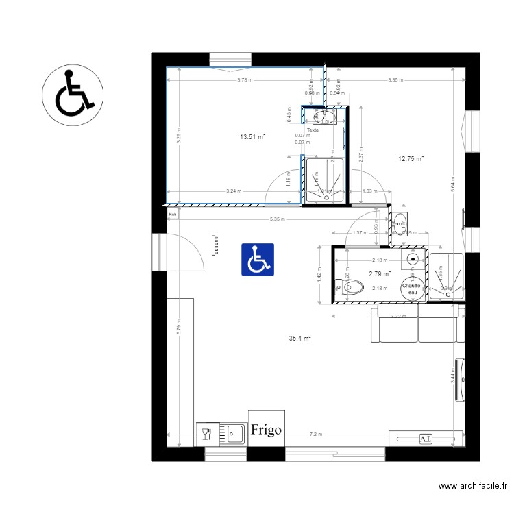 construction 2ch / 2 sdb. Plan de 4 pièces et 64 m2