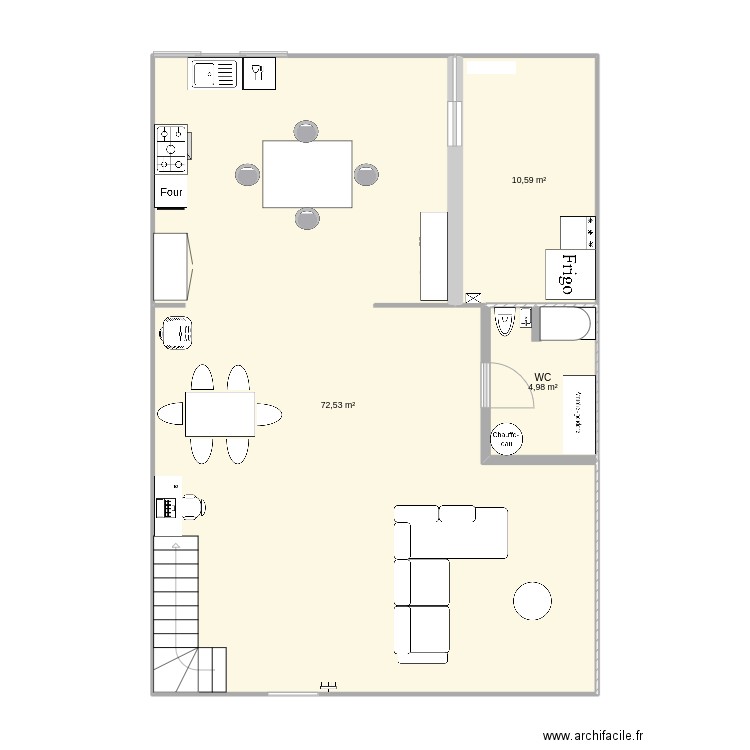 Maison. Plan de 3 pièces et 88 m2