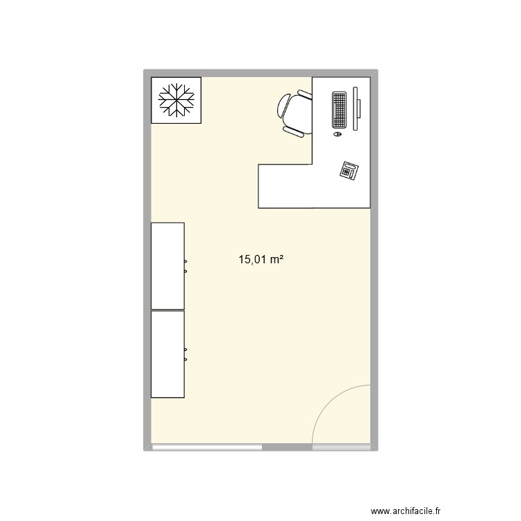 Atelier. Plan de 1 pièce et 15 m2