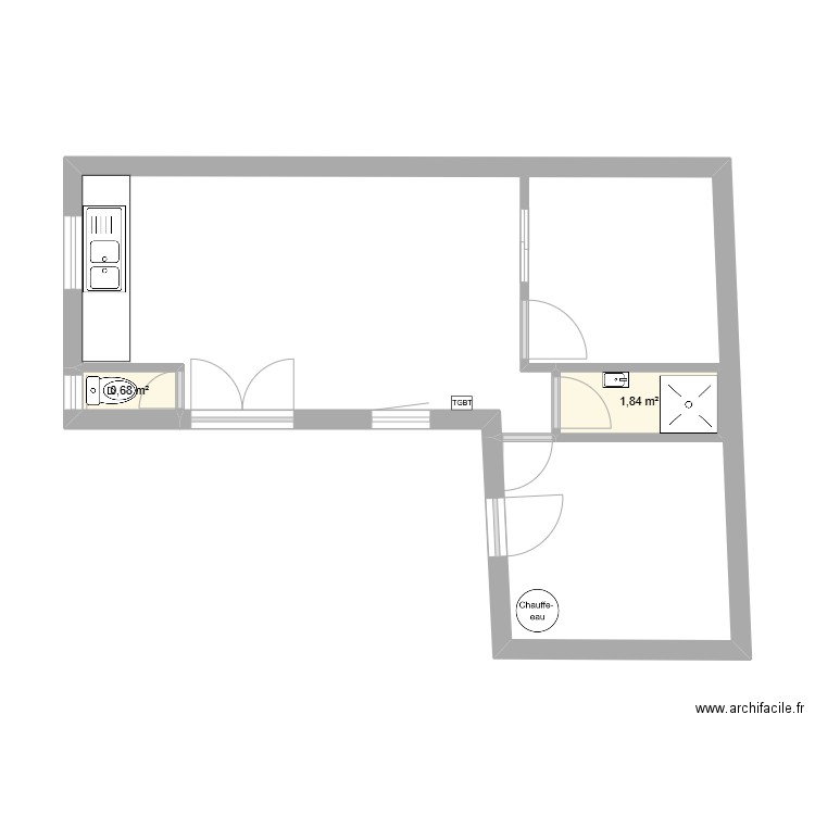 New-House-ML. Plan de 2 pièces et 3 m2