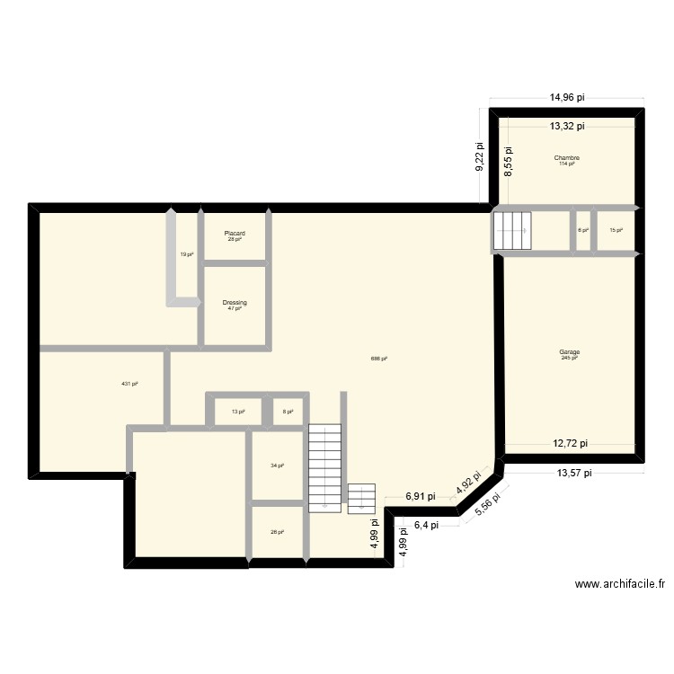 mAISON 3. Plan de 13 pièces et 155 m2