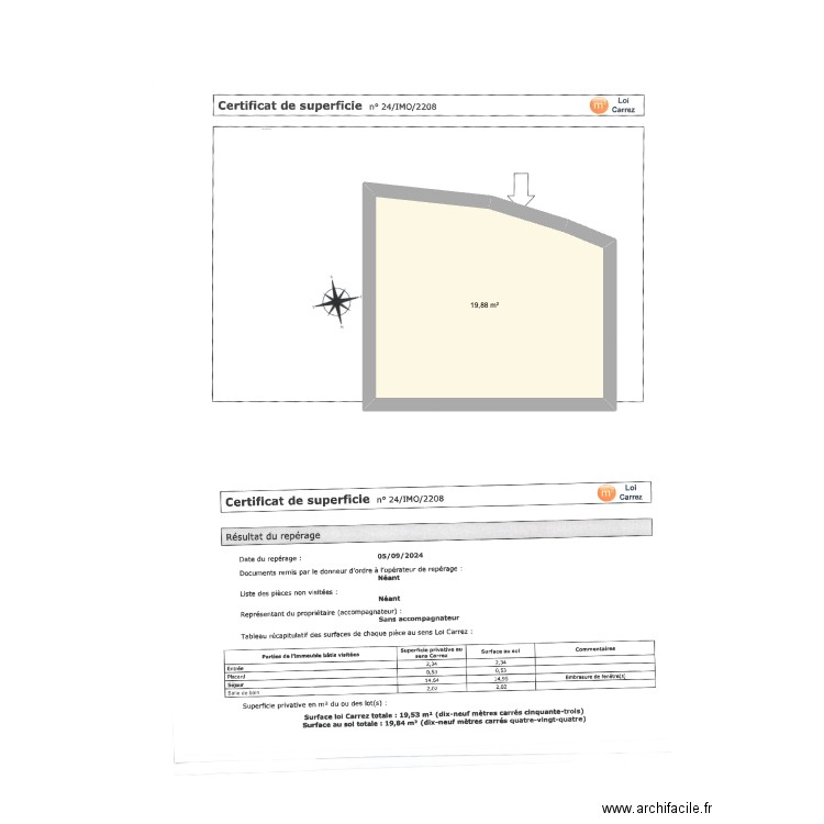 Studio. Plan de 1 pièce et 20 m2