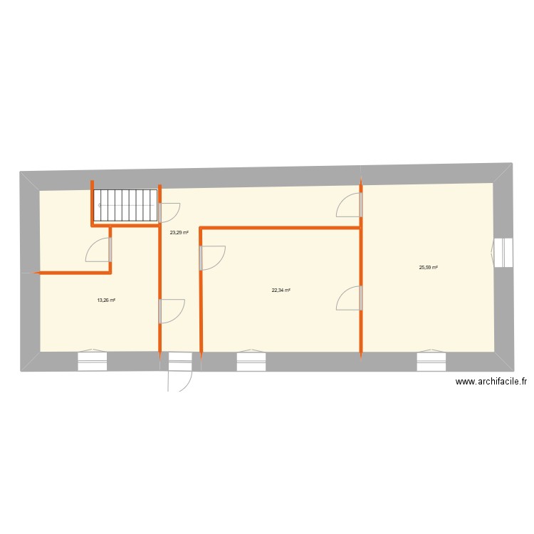 GOUTEY - NOIRETABLE. Plan de 4 pièces et 84 m2