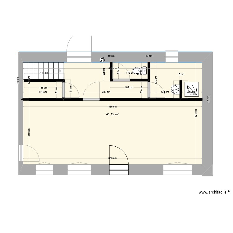 74dirtville. Plan de 1 pièce et 41 m2