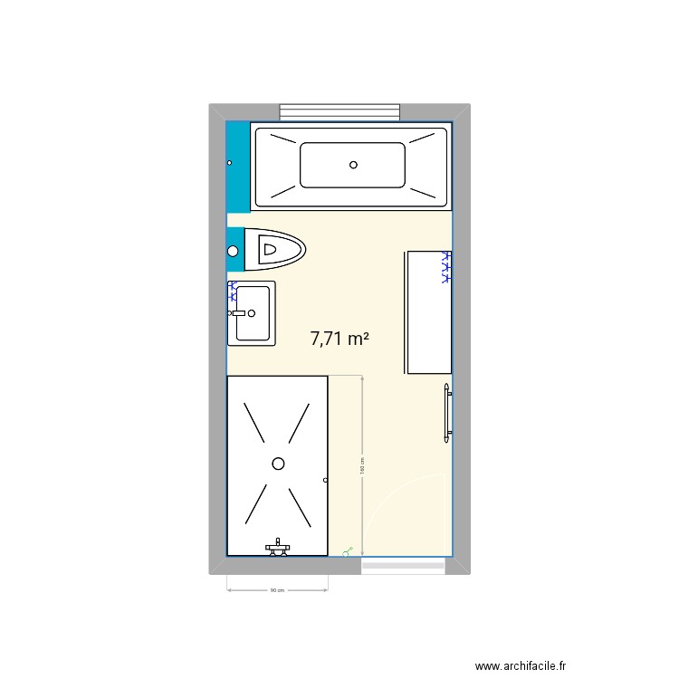 Salle de bain 3. Plan de 1 pièce et 8 m2