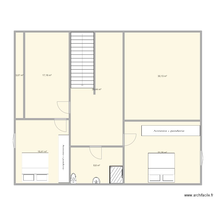 PORT SAY ETAGE. Plan de 7 pièces et 122 m2