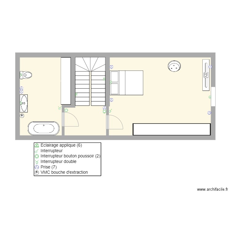 ETAGE VALENCIENNES. Plan de 3 pièces et 46 m2