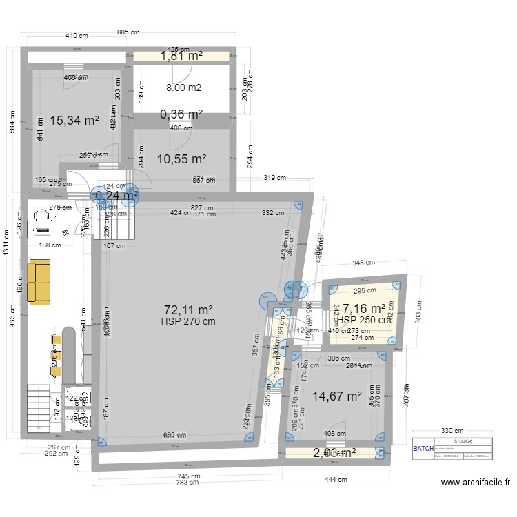 STUDIO-6. Plan de 11 pièces et 128 m2