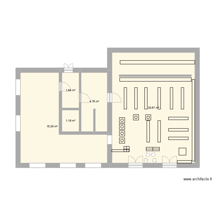 norauto bergerac . Plan de 5 pièces et 52 m2