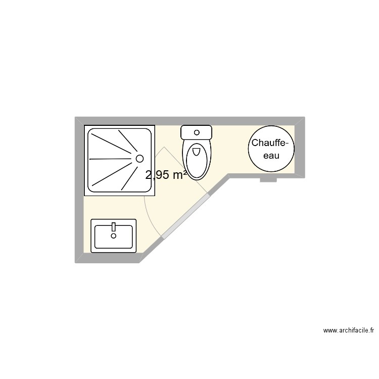 SALLE DE BAIN. Plan de 1 pièce et 3 m2