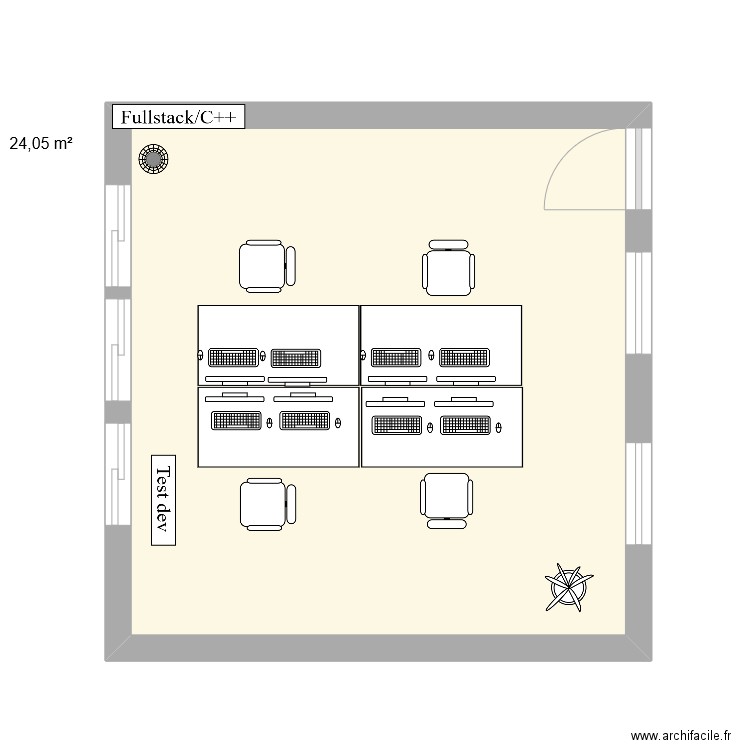 fullstack. Plan de 1 pièce et 24 m2