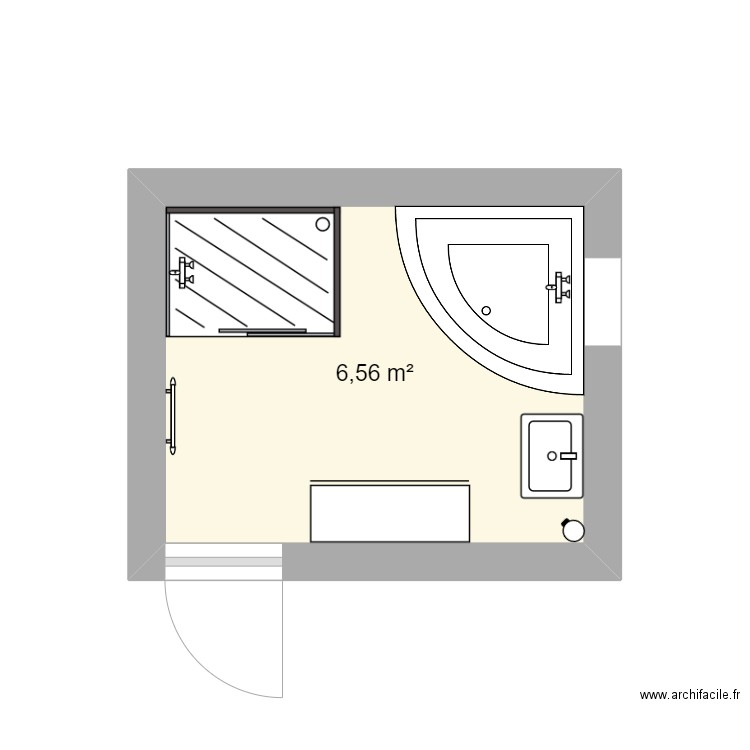 salle de B. Plan de 1 pièce et 7 m2