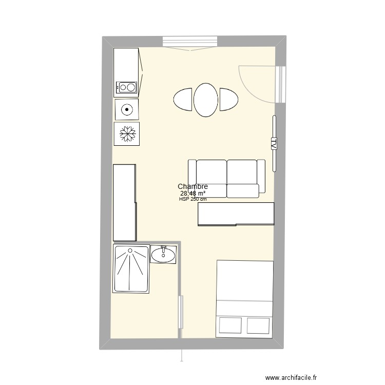 appartementDUBAS. Plan de 1 pièce et 28 m2