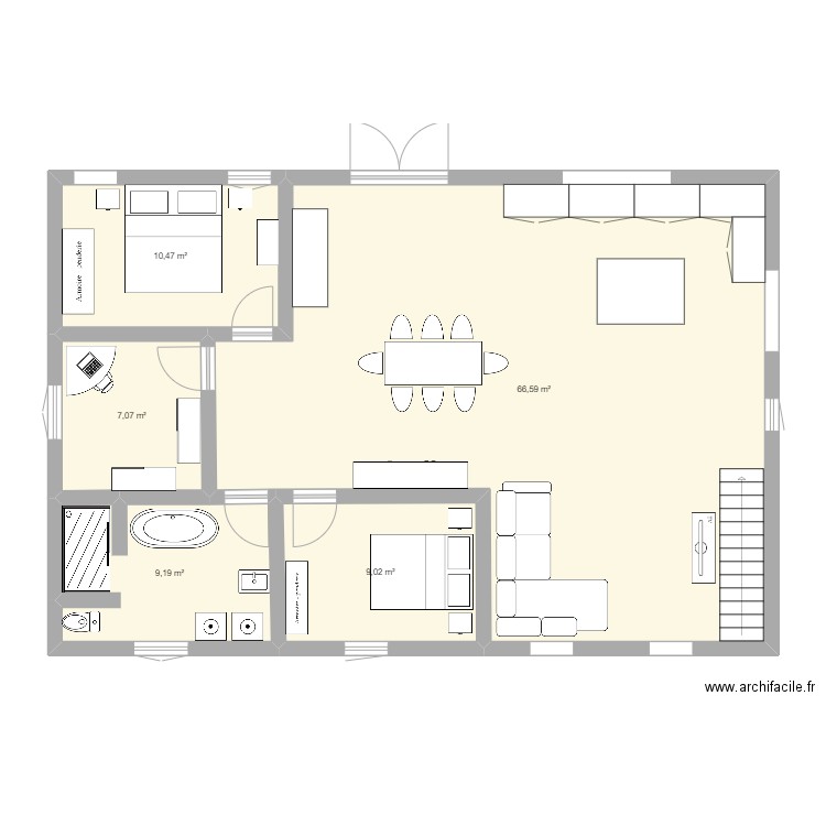 Plan loft garage. Plan de 5 pièces et 102 m2