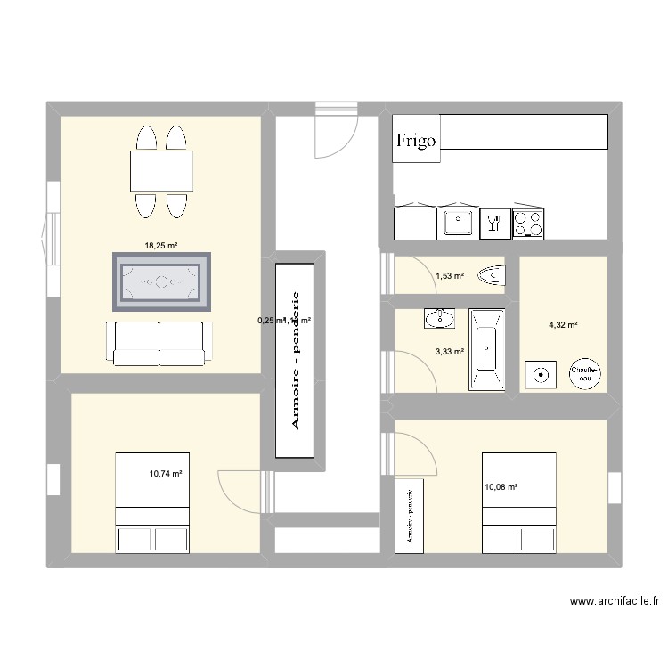 Appartemement. Plan de 8 pièces et 50 m2