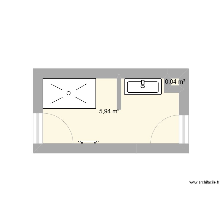 salle de ban. Plan de 2 pièces et 6 m2