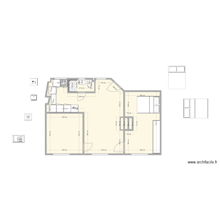 Jussieu final. Plan de 7 pièces et 51 m2