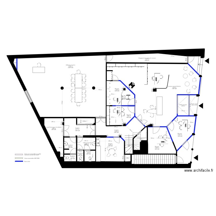 Projet RDC Auch - EDL. Plan de 24 pièces et 315 m2