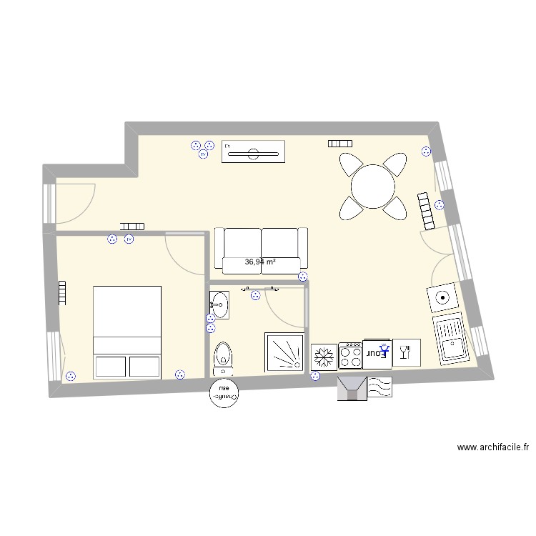 Plan finition vienne 9/07/2024. Plan de 1 pièce et 37 m2