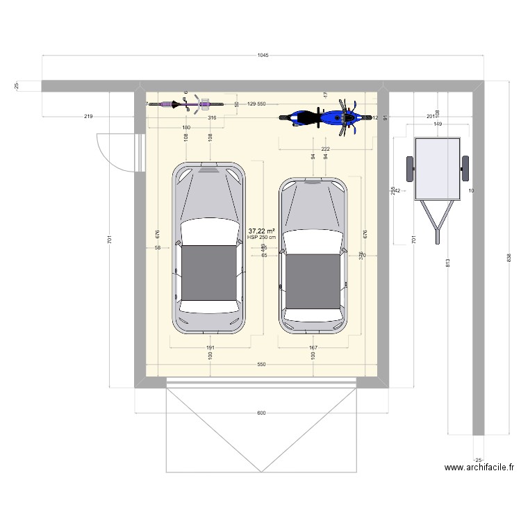 garage Aureville V2. Plan de 1 pièce et 37 m2