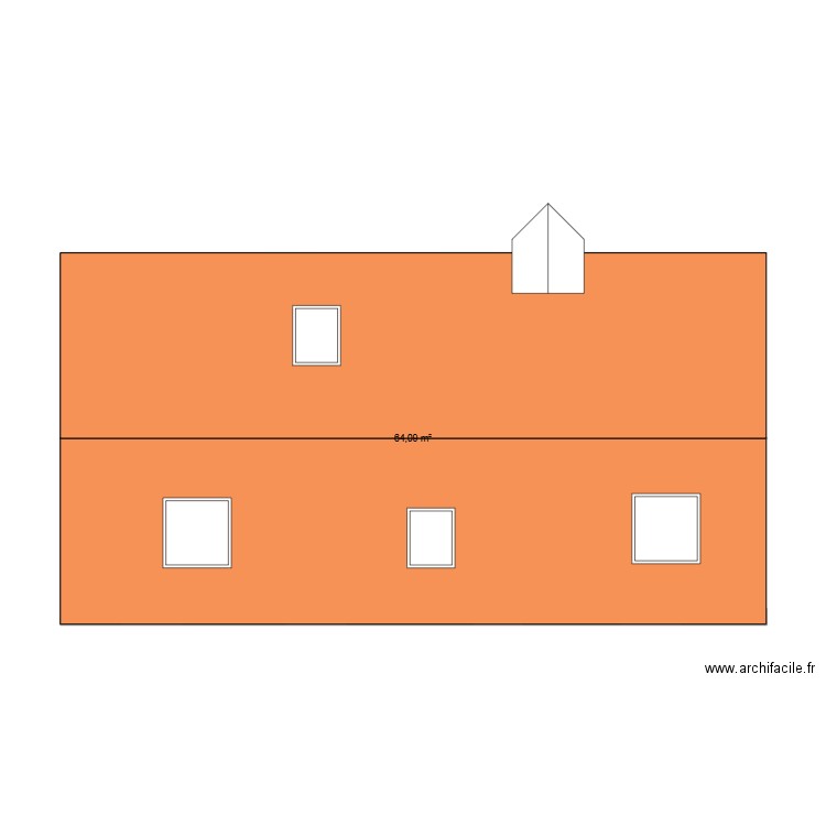 Habitation. Plan de 1 pièce et 64 m2