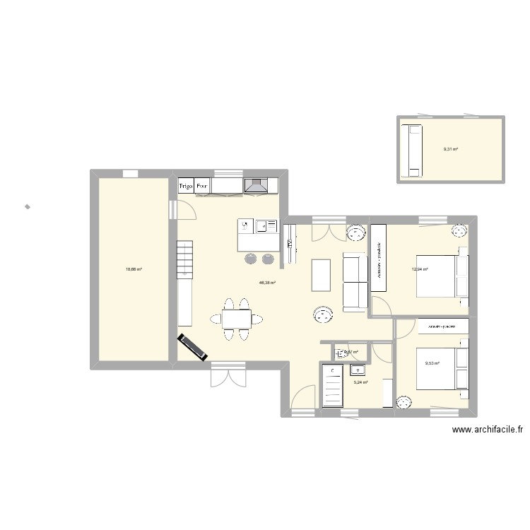 sabrina plan actuel QUATRO. Plan de 7 pièces et 103 m2