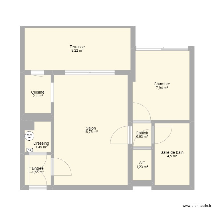 appart01. Plan de 9 pièces et 46 m2