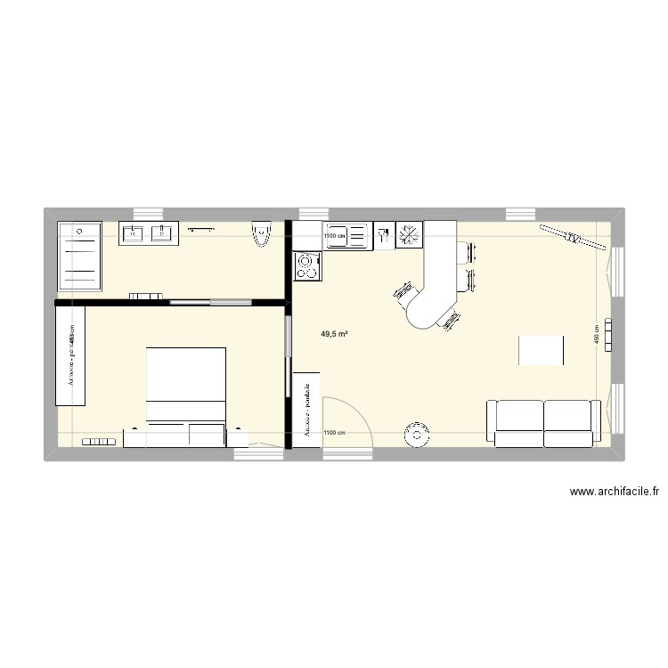 Dependance. Plan de 1 pièce et 50 m2