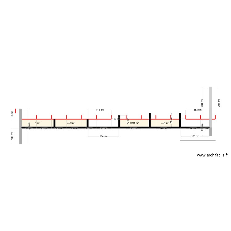 bac acier pannejk. Plan de 4 pièces et 4 m2