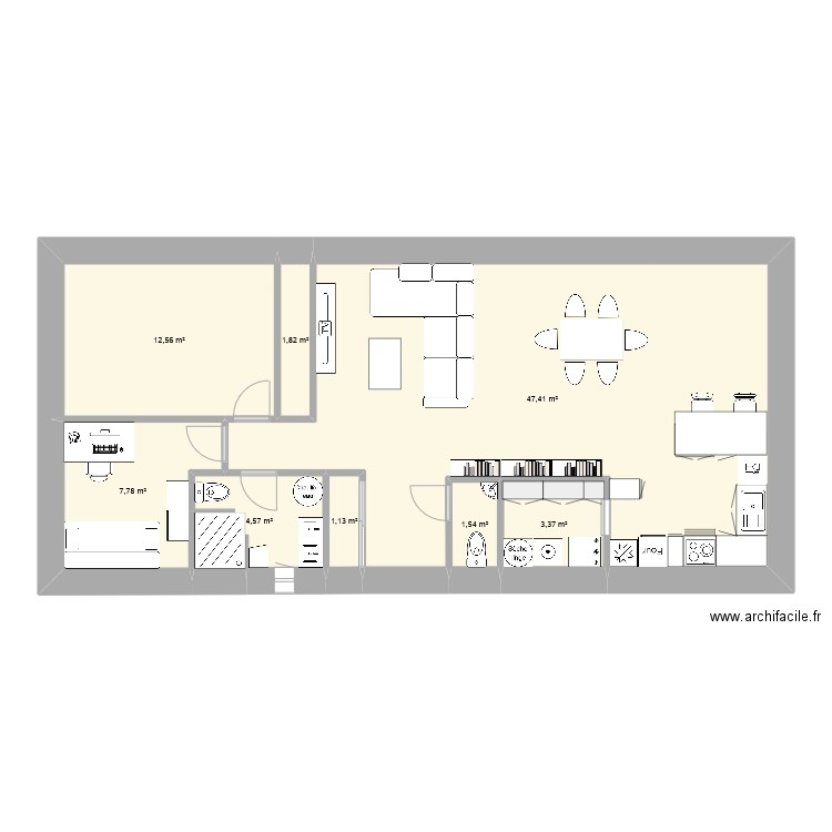 lot 1 dec 80m2. Plan de 8 pièces et 80 m2