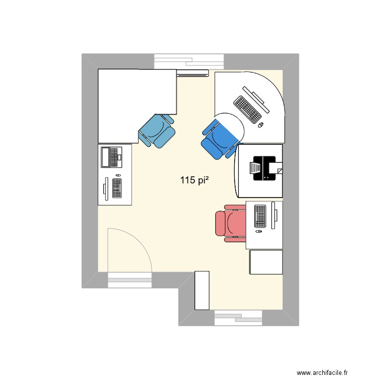 Bureau 2025. Plan de 1 pièce et 11 m2