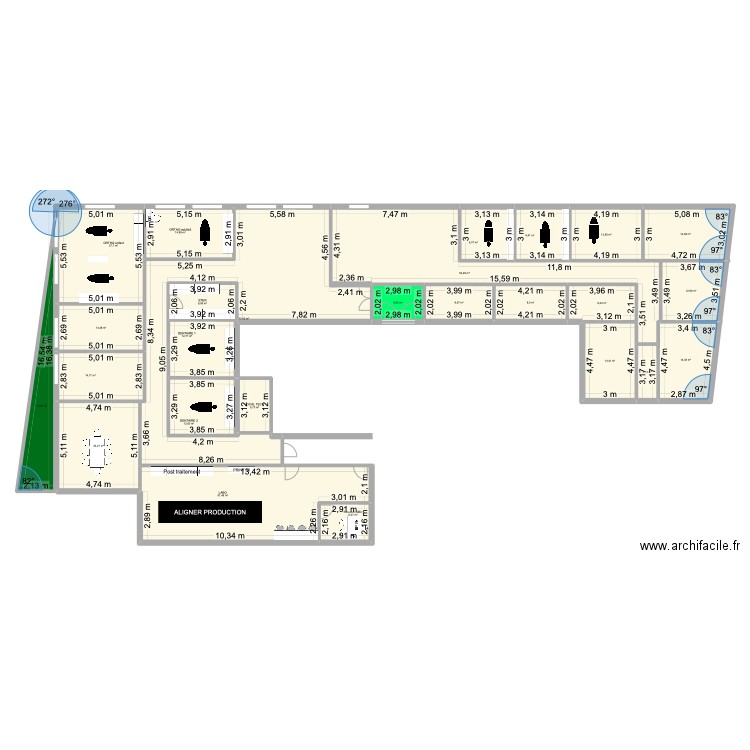 plan 150. Plan de 26 pièces et 453 m2