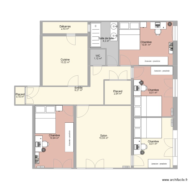 Mon projet. Plan de 12 pièces et 86 m2