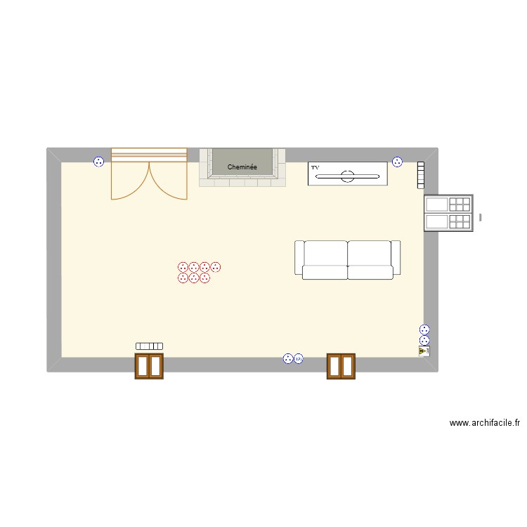 Salon. Plan de 1 pièce et 24 m2