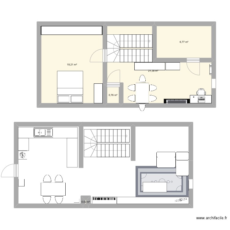 Maison Poitiers. Plan de 5 pièces et 47 m2