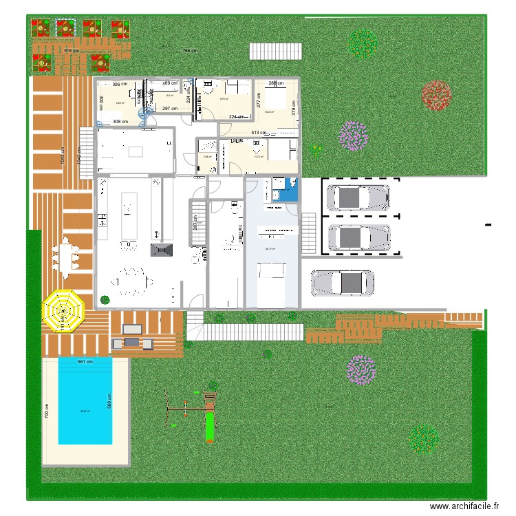 plan hésingue  version avec jardin coté SUD. Plan de 10 pièces et 125 m2