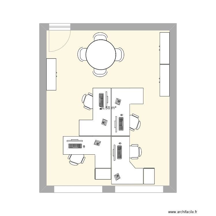 Bureau. Plan de 1 pièce et 27 m2